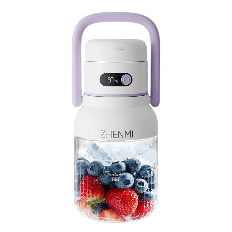 ZHENMI® Portable Blender J15 – Tritura Gelo, Mistura em 10s, Leve para Onde Quiser